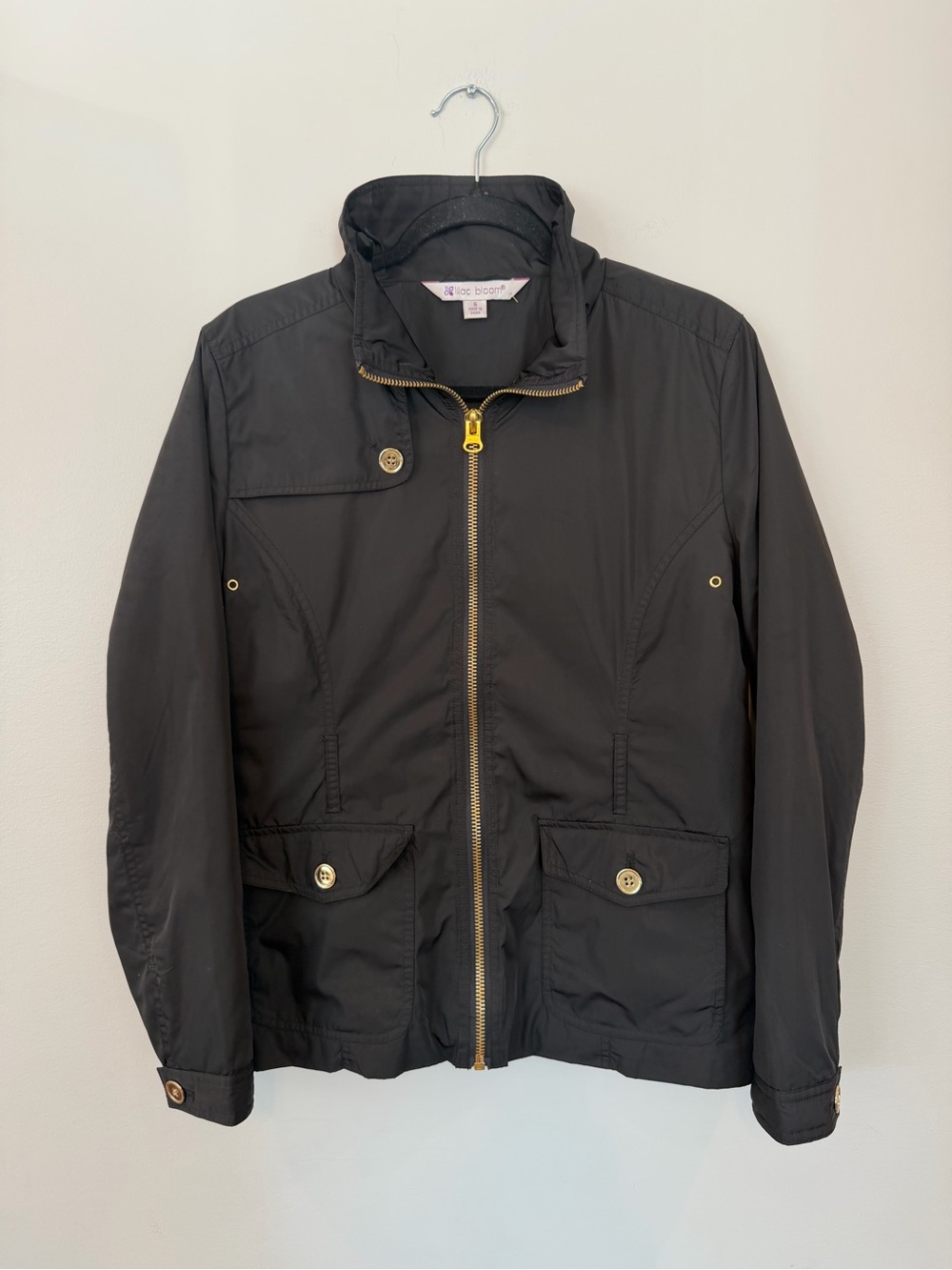 Liz Claiborne Black Utility Jacket with Gold-Tone Hardware